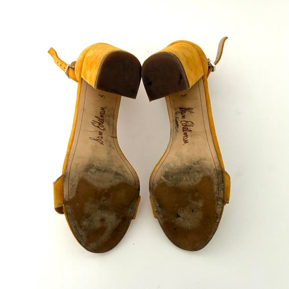 Sam Edelman Sandals, Mustard Yellow Suede Heels, Size 6.5 - Picture 9 of 9